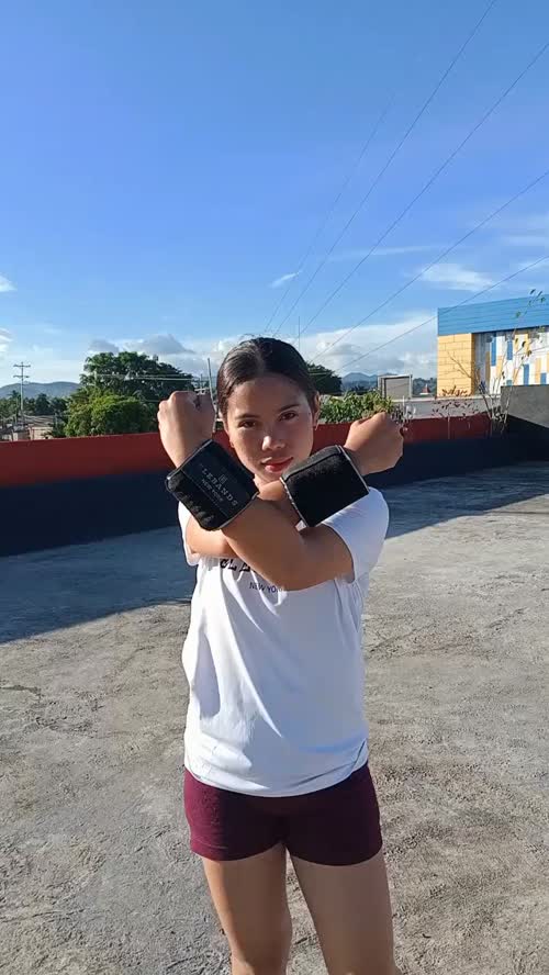 Running wearing wrist and ankle bands 